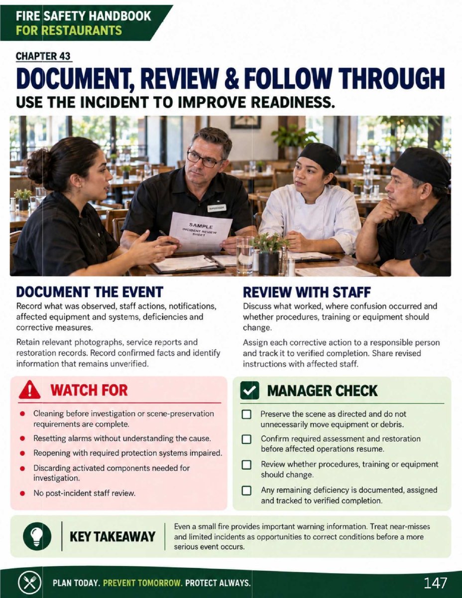 Restaurant handbook operational fire-safety page preview
